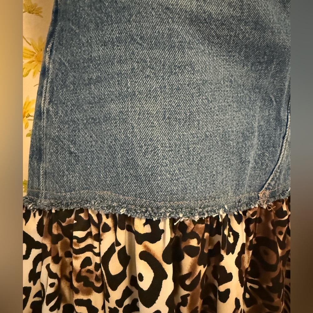 Levi's Blue and Leopard Print Maxi Skirt - Picture 5 of 13